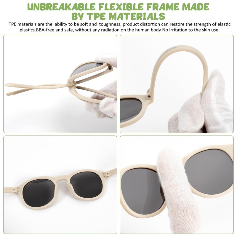 Baby Sunglasses, 2Pack Toddler Sunglasses with Strap for 3-24M, Polarized