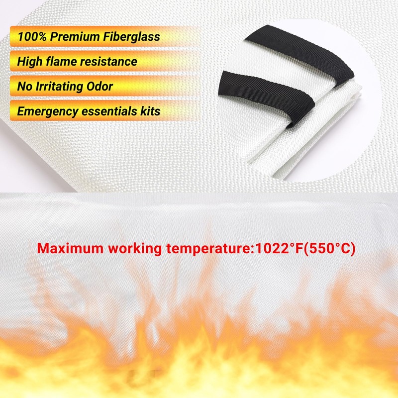 VitaPolaris Heavy-Duty Emergency Fire Blanket, 2 Pack – Fireproof Fiberglass