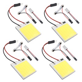 JRQLOV White COB 48SMD Everbright Led Dome Light Bulb 4 Pack 12v Interior Led Panel Light with BA9S T10 Festoon Adapter for Auto Car Dome Map Reading Plate Light Truck Roof Ceiling Wired Lamp