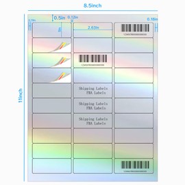 STARLIBOO 1" x 2-5/8" Address Labels- Holographic Color Stickers for Laser/Ink Jet Printer mailing Labels 8.5"×11"- Holographic Silver