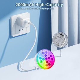 Clover Pool Lights Dimmable Submersible LED Lights with 10 Colors & 4 Modes IP68 Waterproof Shower Lamp for Bathroom Rechargeable Floating Pool Light for Inground Above Ground Pool Party Favors (2PC)