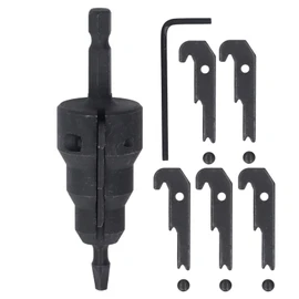 Power Conduit Reamer Tool Kit, High Carbon Steel Pipe Reamer with 5 Blades, for 1/4 Inch Shank Hammer Drill Chuck, Power Tool Accessories