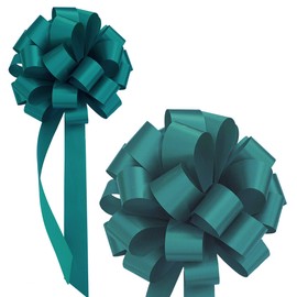 Teal Pull Bows with Tails - 8" Wide, Set of 6, Wreath, Easter, Spring, Summer, Wedding, Reception, Decoration, Gift Basket, Fall, Christmas