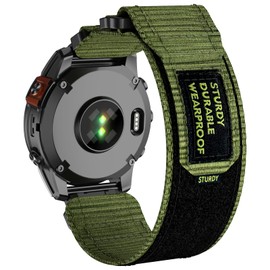 MYSNBKN 26 mm Quick Fit Nylon Strap for Garmin Fenix 8 51 mm/Fenix 7X Pro/Fenix 7X/Fenix 6X/Fenix 6X Pro/Fenix 5X/Fenix 5X Plus/Fenix 3/Fenix 3 HR, Stretch Nylon Velcro Replacement Strap