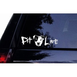 PIT Life Graphic - Pit bull Pitbull Dog Vinyl Car Decal, Laptop Decal, Car Window Wall Sticker, Boat (10.5in, White)