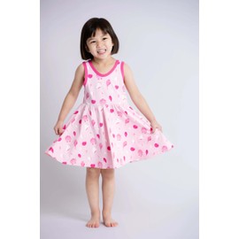 MONICA + ANDY Let's Dance Dress, Size 6/7, Pink Seashells, 100% Organic Baby Clothes for Girls & Boys, Sleeveless Dress, Sustainable Super Soft Fabric