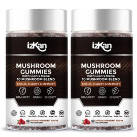 Mushroom Gummies Supplement 3000mg - 9 Mushrooms Gummies with Ashwagandha Supplement Promotes Nootropic Brain Supplement, Immune Support & Stress Relief - 60 Count (Halal, Gluten-Free, Vegan) (2)