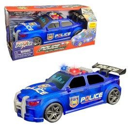 Vangoddy Friction-Powered Glowing Sporty Street Racer Police Car with Lights Siren Sounds for Kids Boys Girls (Cobalt Blue)