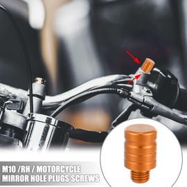 X AUTOHAUX 2pcs Universal M10x1.25 Motorcycle Right Side Mirror Hole Plugs Screws Rearview Mirrors Caps Screw Aluminum Alloy Orange