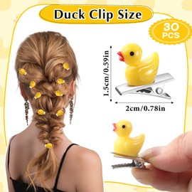 Luinabio 30 Pcs Mini Resin Duck Hair Clips Cute Duck Hairpin for Girls Rave Hair Clips for Women Music Festival Holiday Summer School Party Decor(Yellow)