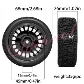 Lifehead 2.68 inch RC On Road Racing Car Tires and Wheels for 1/10 RC On-Road Touring Drift Car HSP Redcat Tamiya XV01 TT01 TT02 HPI Kyosho FAZER MK2 /12mm Hex