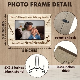 Great Grandma Picture Frame, There's This Girl Who Calls Me Great Grandma Photo Frame for 4x6 Photo, Mothers Day Birthday Christmas Gifts for Best Grandma, Wooden Picture Frames for Desk Decor-A21