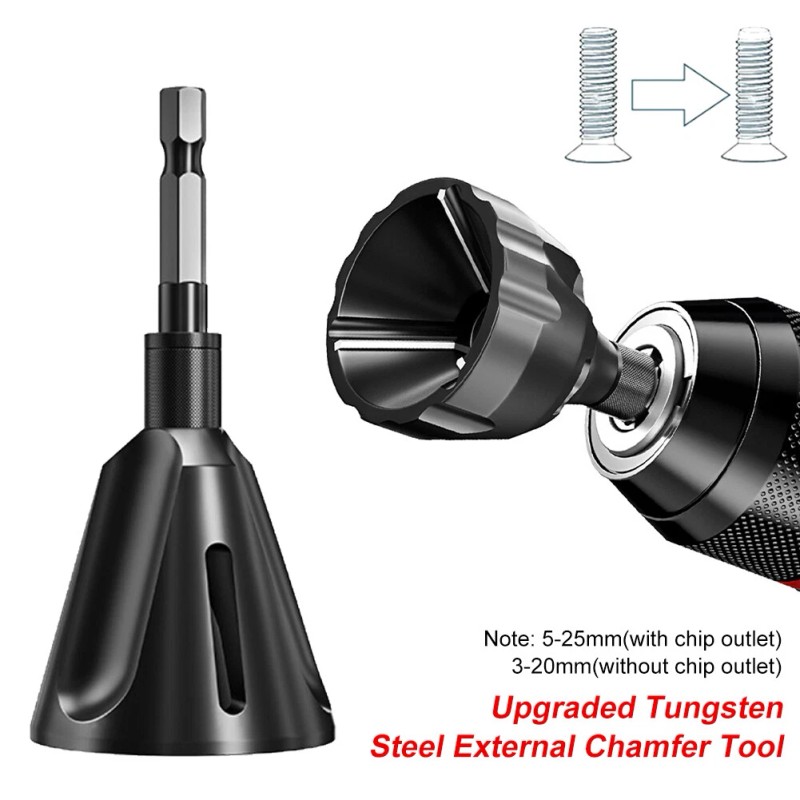 Unbranded Drill Bit Deburring 5-25mm External Chamfering Tool 1/4" Hex