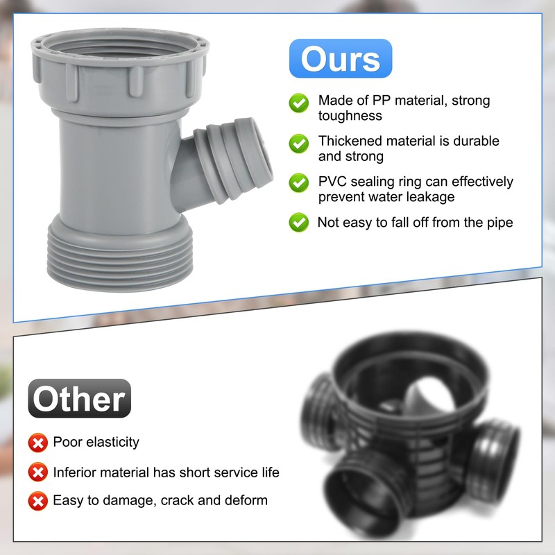 Kitchen Sink Drain Pipe Adapter, Versatile Y-Shaped Flexible Pipe Connector