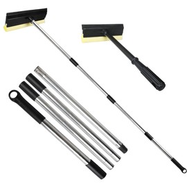 Window Squeegee Set Car Windshield Squeegee with Long Handle, 2 in 1 Sponge Squeegee, Window Cleaning Squeegee for Car Windshield Glass Gas Station Mirror Bathroom