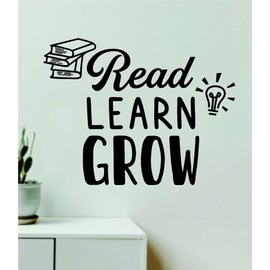 Read Learn Grow V3 Wall Decal Home Decor Art Vinyl Sticker Quote Bedroom Teen Inspirational Kids School Teacher Playroom Library English Class Novel Literature College Elementary Books
