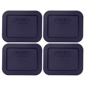 Pyrex 7213-PC 1.9 Cup Dark Blue Rectangle Plastic Food Storage Lid, Made in USA - 4 Pack