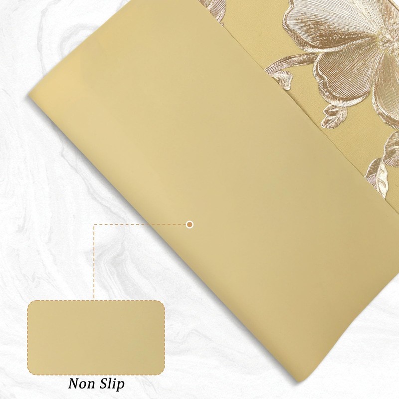 comfoyar Gold Rectangular Metallic Flower Placemats Set of 6, 12x18