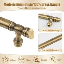 AQKKNY 5 Pack Bronze Solid Brass Cabinet Handles,Kitchen Drawer Pulls, 5 Inches Furniture Door Handles for Cupboard Bedroom Wardrobe(Antique)