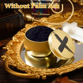 Sliner 8 oz Empty Palm Ash Container Metal PYX Palm Ash Container for Wednesday Printed with Cross Christian and Catholic Church Supply Rosary Holder Keepsake Box for Easter Church Service Good(Gold)