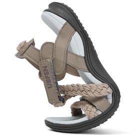 UBFEN Womens Hiking Sandal Sport Sandal Outdoor Comfortable with Adjustable Straps Khaki Women US 8