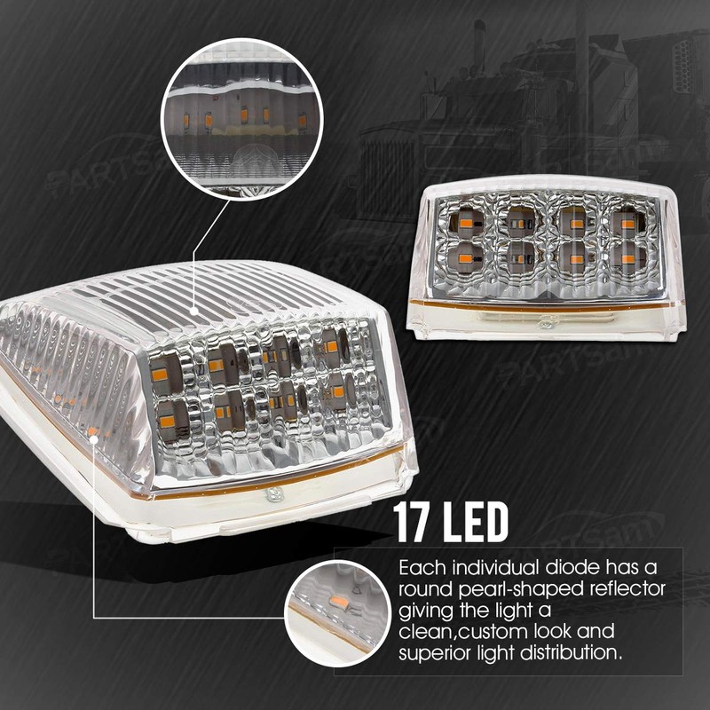 Partsam 5pcs 17 LED Clear Lens 5 * 3.75" Amber