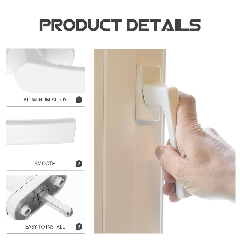 ARTIBETTER Aluminum Alloy Window Handle Crank: White Lockable Casement Window