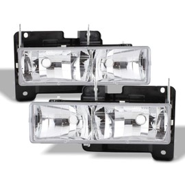 AKKON - Fits 94-99 Chevy C/K 1500/2500/3500 Suburban 95-00 Tahoe 94 Blazer Chrome Headlights+LED Bumper Lamp+Corner Signal Pair
