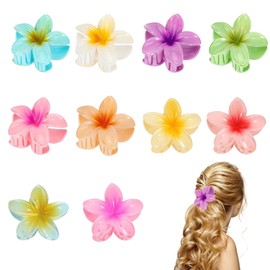 Flower Claw Clips, 10 PCS Flower Hair Clips, Strong Hold Big Hair Styling Accessories for Thick/Thin Hair for Women, Hawaiian Flowers Clips Perfect for Daily Use Parties Weddings