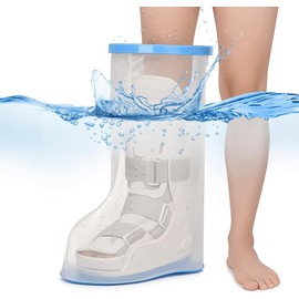 100% Waterproof Extra Wide Leg Cast Cover for Shower with Non-Slip Bottom Reusable Shower Boots Protector for Adult Leg Ankle Foot After Surgery Bandage Dressing Wound Immobilizer/Brace, Walking Boots