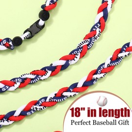 Zeyune 12 Pcs 18" Baseball Necklace Three Braided Rope Tornado Titanium Necklace Baseball Rope Necklace for Boys Men Sport (Baseball 3)
