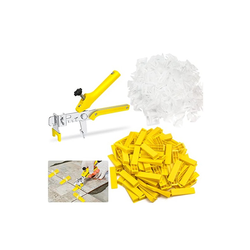 Tile Leveling System 1/8”Kit, 600pcs Tile Leveler Spacers Clips+200pcs Reusable