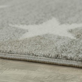 Paco Home Modern Kids Rug Star Design Children's Room Grey White, Size: 3'11" Round
