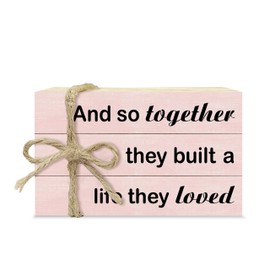 Mini Decorative Books For Home Decor, Small Pink Faux Wood Book Stack Decor, Life They Loved Funny Stacked Book Decor, Stacked Display Books For Home Mantel Office Nightstand, Three Pieces -A(03)