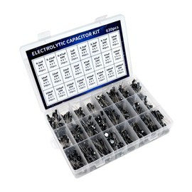630 PCS 24 Values Aluminum Electrolytic Capacitor Box Kit - (0.1uF - 1000uF） -40℃ to +105℃ Temperature Range, Assortment Box Kit
