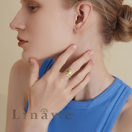 Linawe Women's Adjustable Thumb Ring, Jewellery Rings, Finger Ring, Couple Rings Made of Copper, Available in 14 Carat Gold, Rose Gold, Silver and Black, Precious metal Synthetic fibre polyamide, No