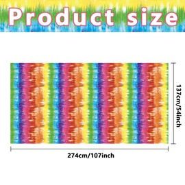 Iceyyyy 3pcs Tie Die Tablecover - 54" x 108" Tie Die Theme Rainbow Table Cloth Colorful Tablecover for Tie Die Themed Party Decorations