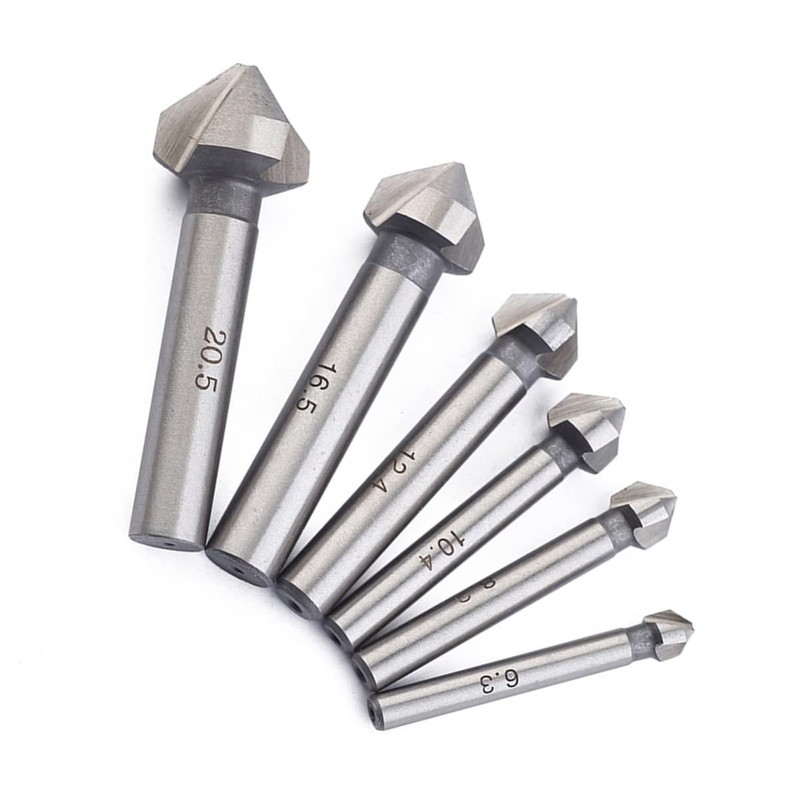 6 Pcs Cobalt Steel Single-End Countersink Chamfer Tool Deburring Tool