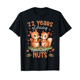 Squirrels 22nd Wedding Anniversary 22 Years Cute Nuts Gift T-Shirt