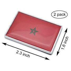 LLBFHH 2 Pcs Morocco Moroccans Flag Car Stickers Chrome Decals,2.3 x 1.6 Inch Metal Truck Stickers, Patriotic Car Emblem.