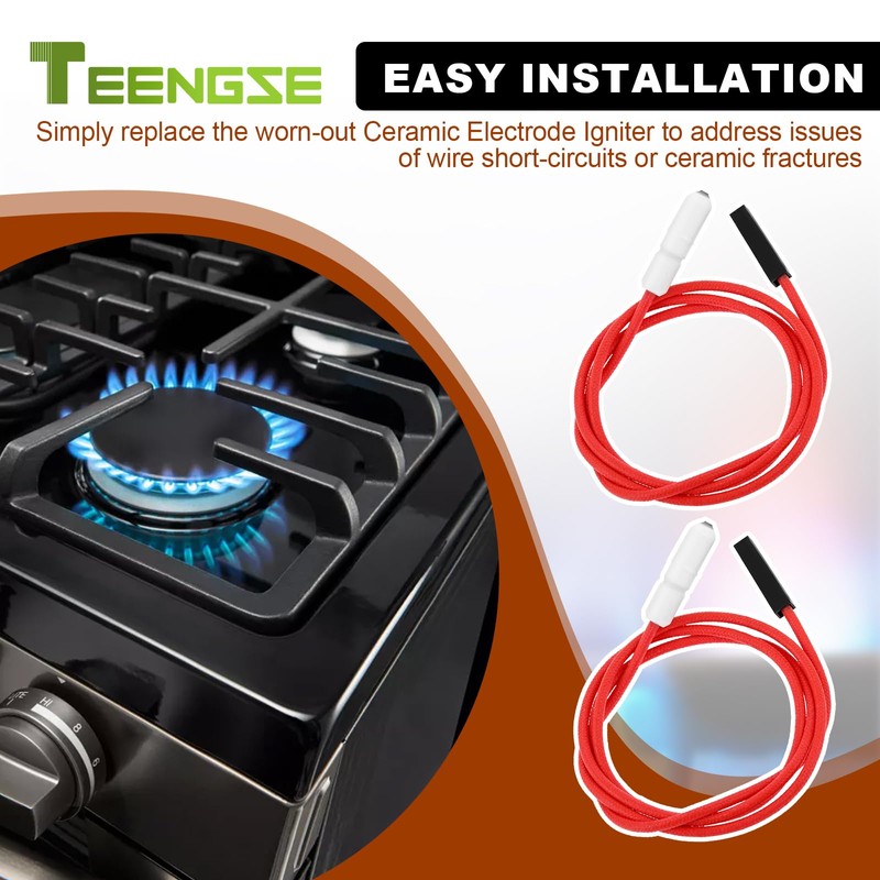 Teengse 2PCS W10209656 W10112313 Gas Range Surface Burner Igniter Replacement