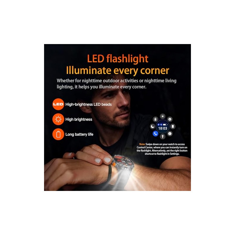 MIlitary Smart Watch with Compass/Flashlight for Android & iPhone (2