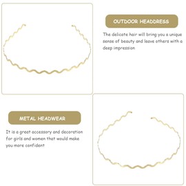 DEARMAMY Thin Hair Bands, Pack of 3, Fashionable Headbands, Unisex, Spring Fashion, Wavy Headbands with Elastic Non-Slip Wavy Teeth, Simple and Practical, Gold