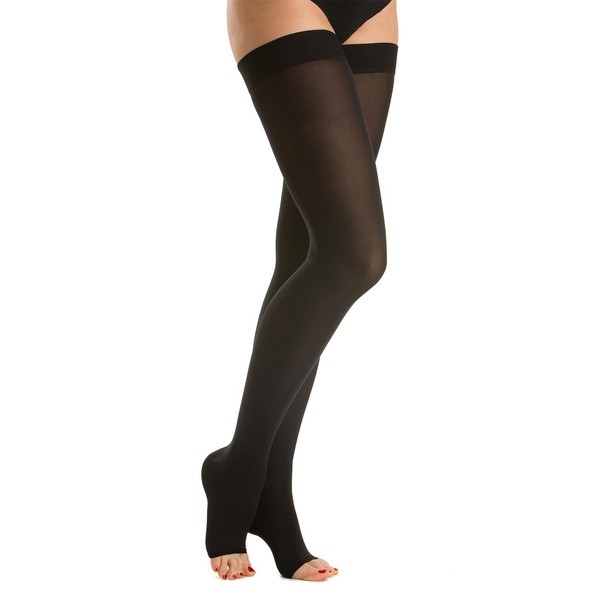 Relaxsan M1170A (Black, Sz.3) Soft microfiber open-toe medical compression hold