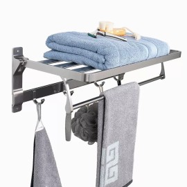 Burkey Toallero Doble Acero Inoxidable Baño De Pared Con 5 Ganchos