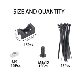 Rrina 15Pcs Cable Zip Tie Saddle Type Mounting Block Wire Clips Base Fixture for 40 Series European Standard Aluminum Profile