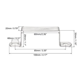 TA-VIGOR 6Pcs U Shaped Connector Bracket, 60mm x 30mm Stainless Steel Bracket Stainless Steel Pipe Clamp, Heavy Duty Conduit Clamps for Door Closed Bar Holder Strut, Pipe Tube Wire Fixing