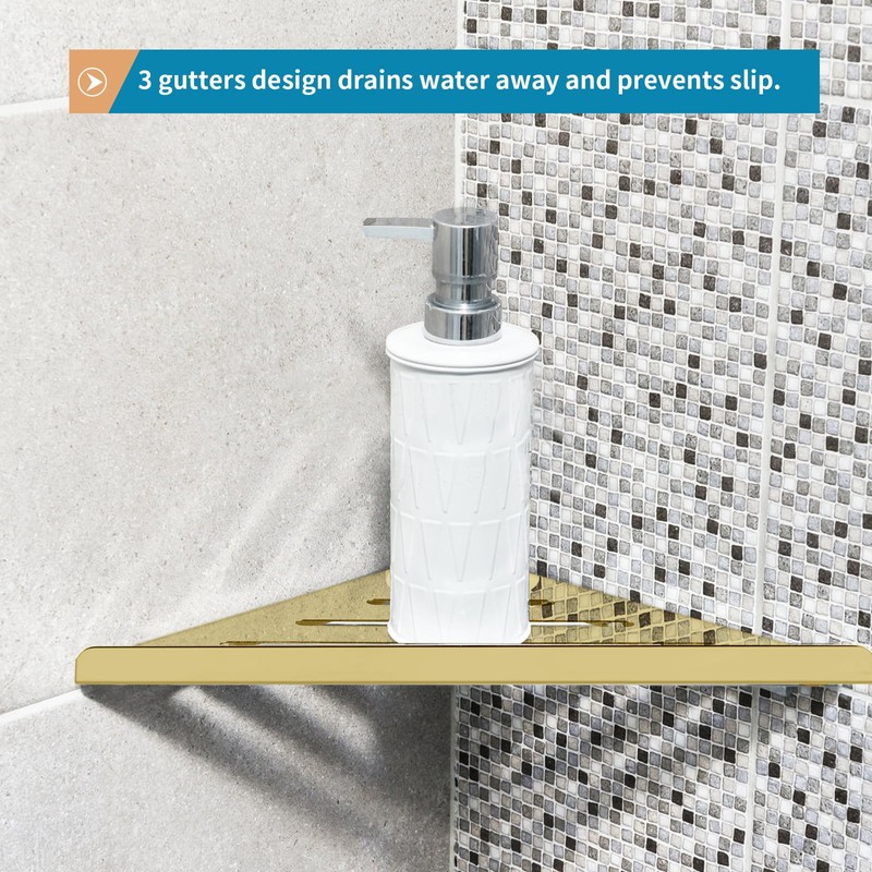 Sanbege 2 Pcs 304 Stainless Steel Corner Shelf with Screws,