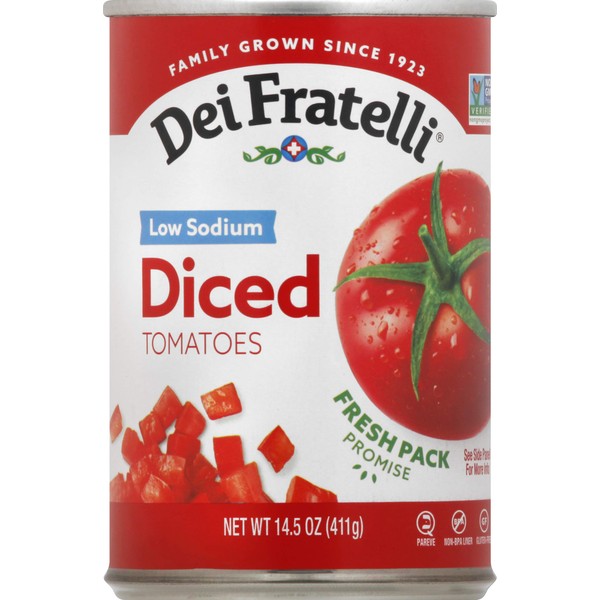 Dei Fratelli Low Sodium Diced Tomatoes - All-Natural Vine-Ripened – Non-GMO (14.5 oz. Cans, 12 pack)