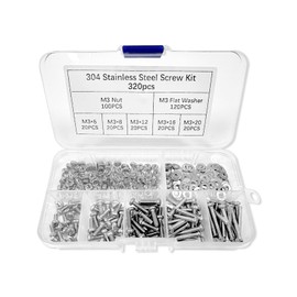 NILLOS M3 Screw Assortment Kit, 320 PCS Pan Head Machine Screws with Storage Box (6/8/12/16/20mm)